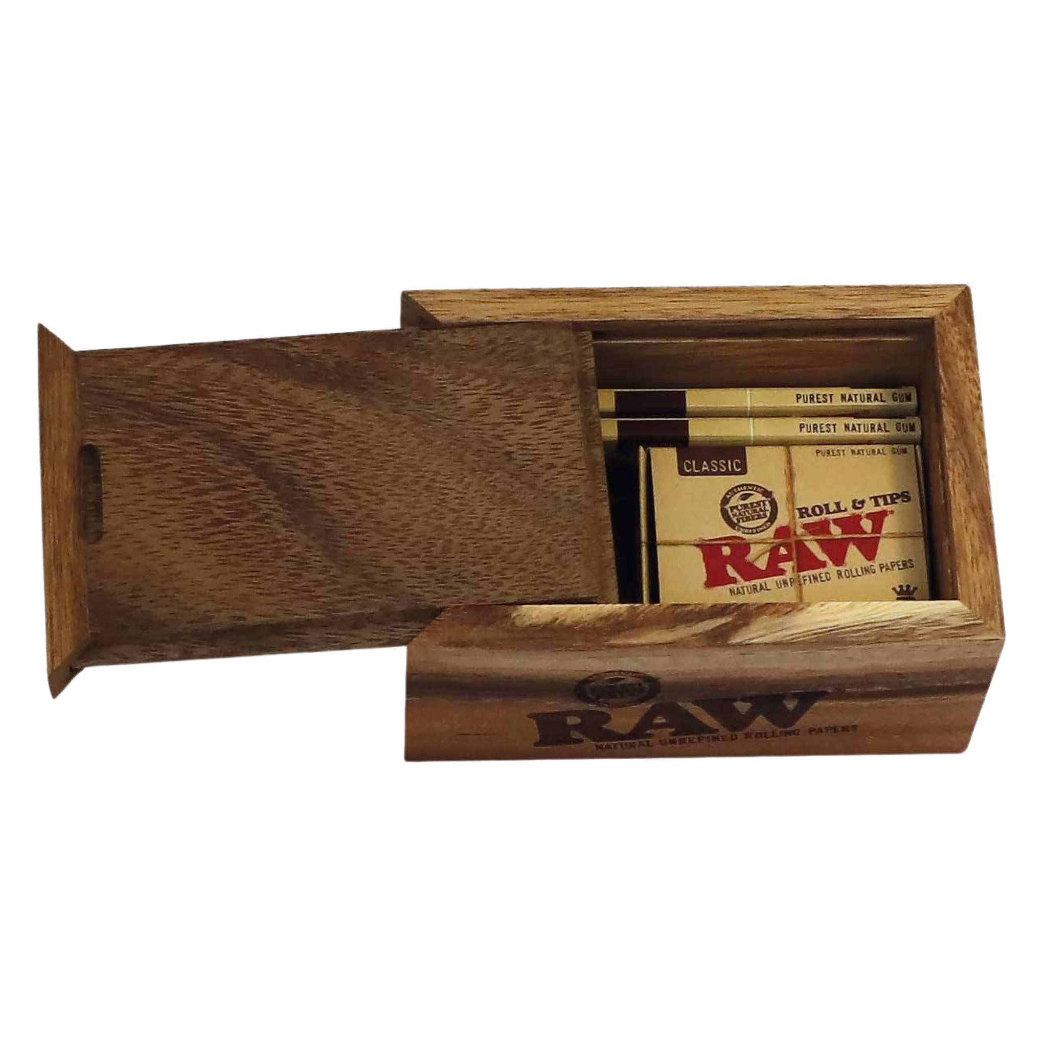 RAW Acacia Wood Storage Box with Sliding Lid