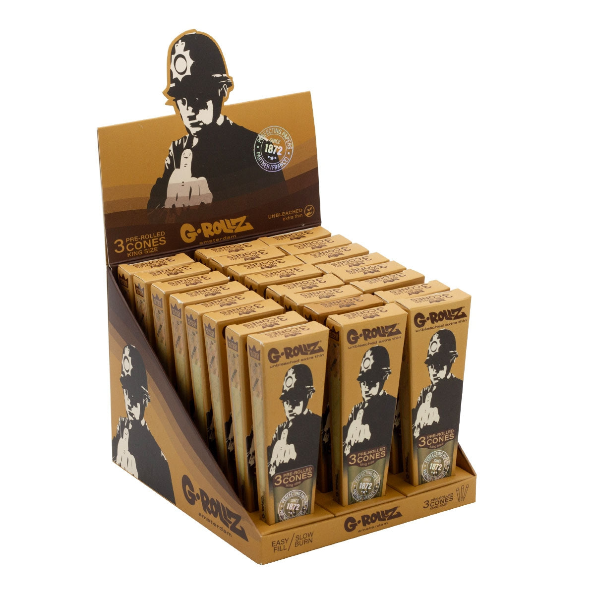 đš G-Rollz King Size Cones â Banksyâs Graffiti Edition (Display 24-pack) đ„đż