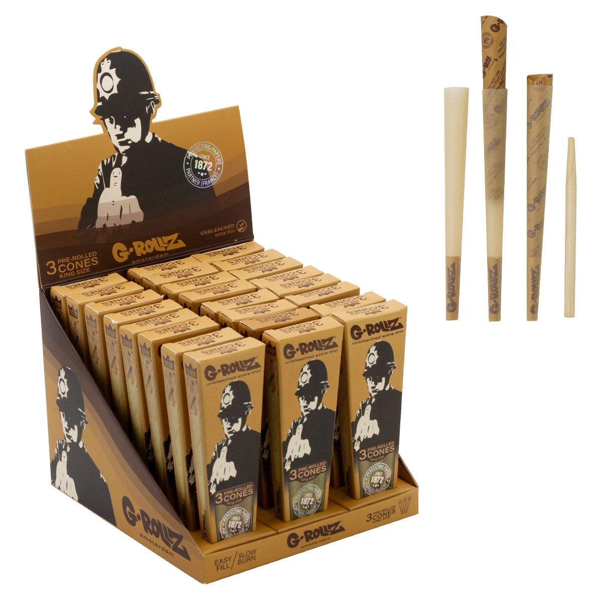 đš G-Rollz King Size Cones â Banksyâs Graffiti Edition (Display 24-pack) đ„đż