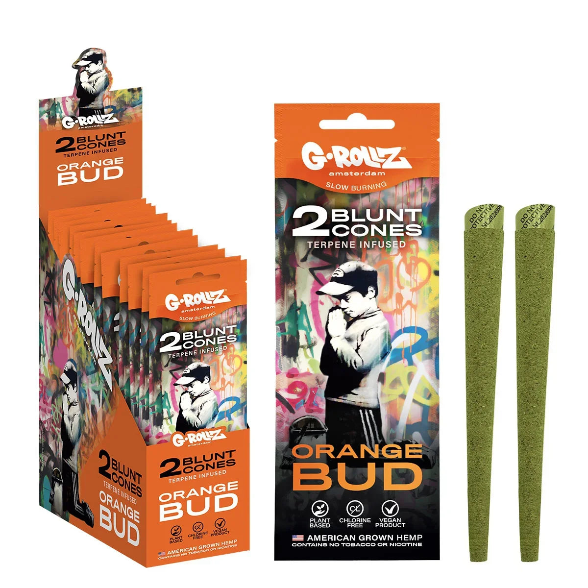 G-Rollz | Banksy's Graffiti - 2x 'Orange Bud' Terpene Infused Hemp Cones đšđđ„