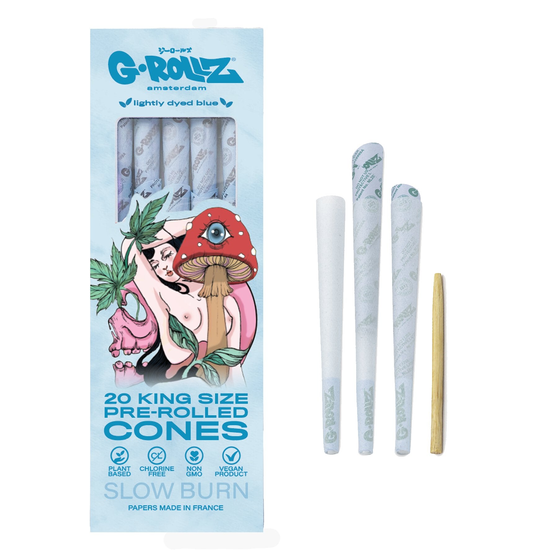 đ G-Rollz âNaked Shroomâ Blue â King Size Cones (20-pack) đżđš