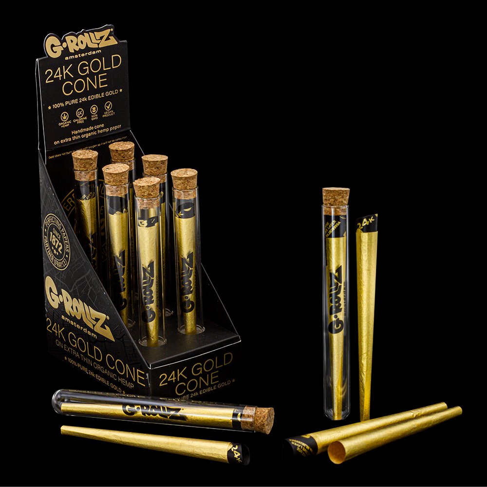 ✨ G-Rollz Golden Cone – Individuellt Förpackad 24K Lyx (Display 6-pack) 💨💎