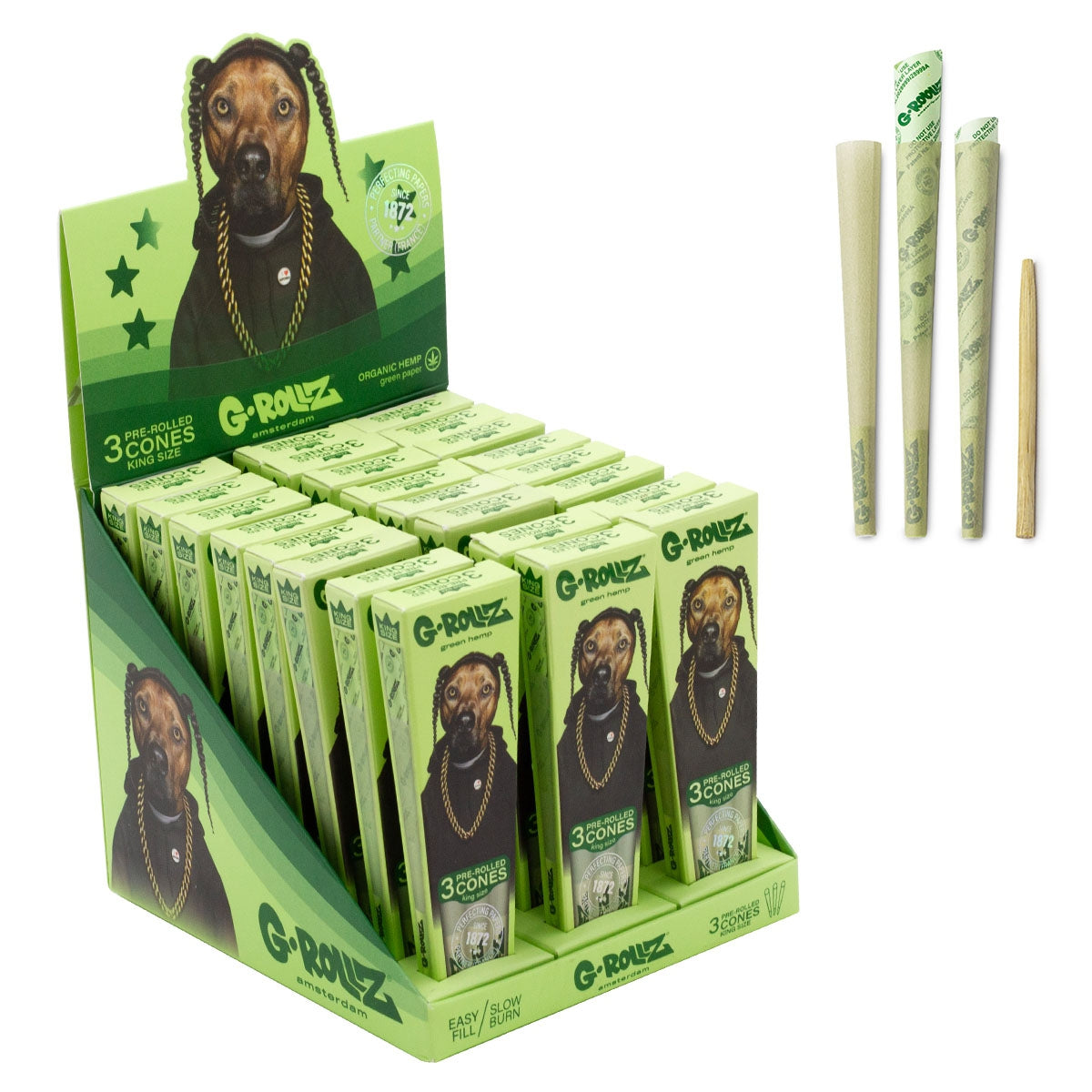 đŸ G-Rollz King Size Cones â Pets Rock Edition (Display 24-pack) đđ„