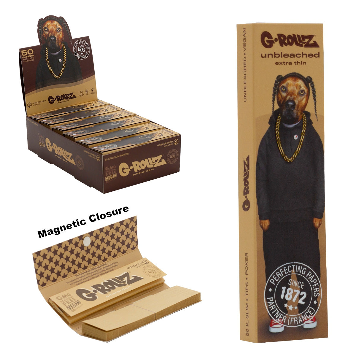 đŸ G-Rollz King Size Rolling Papers â Pets Rock Edition (Display 24-pack) đšđ„