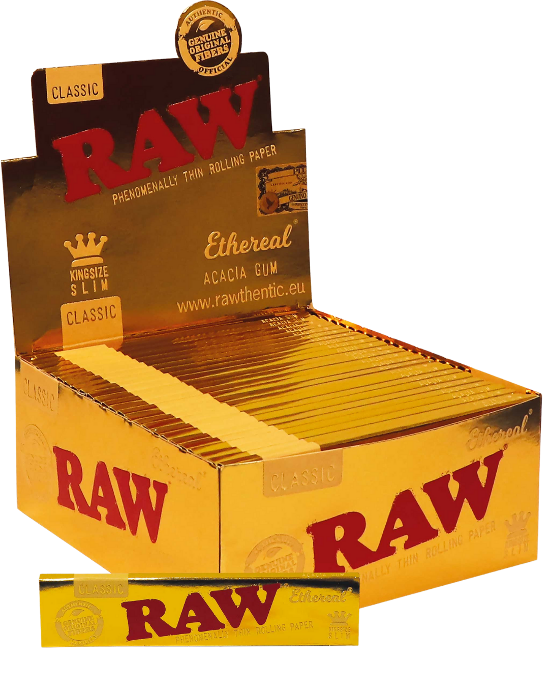 RAW Ethereal Slim – 32 blad (50 förpackningar per box)
