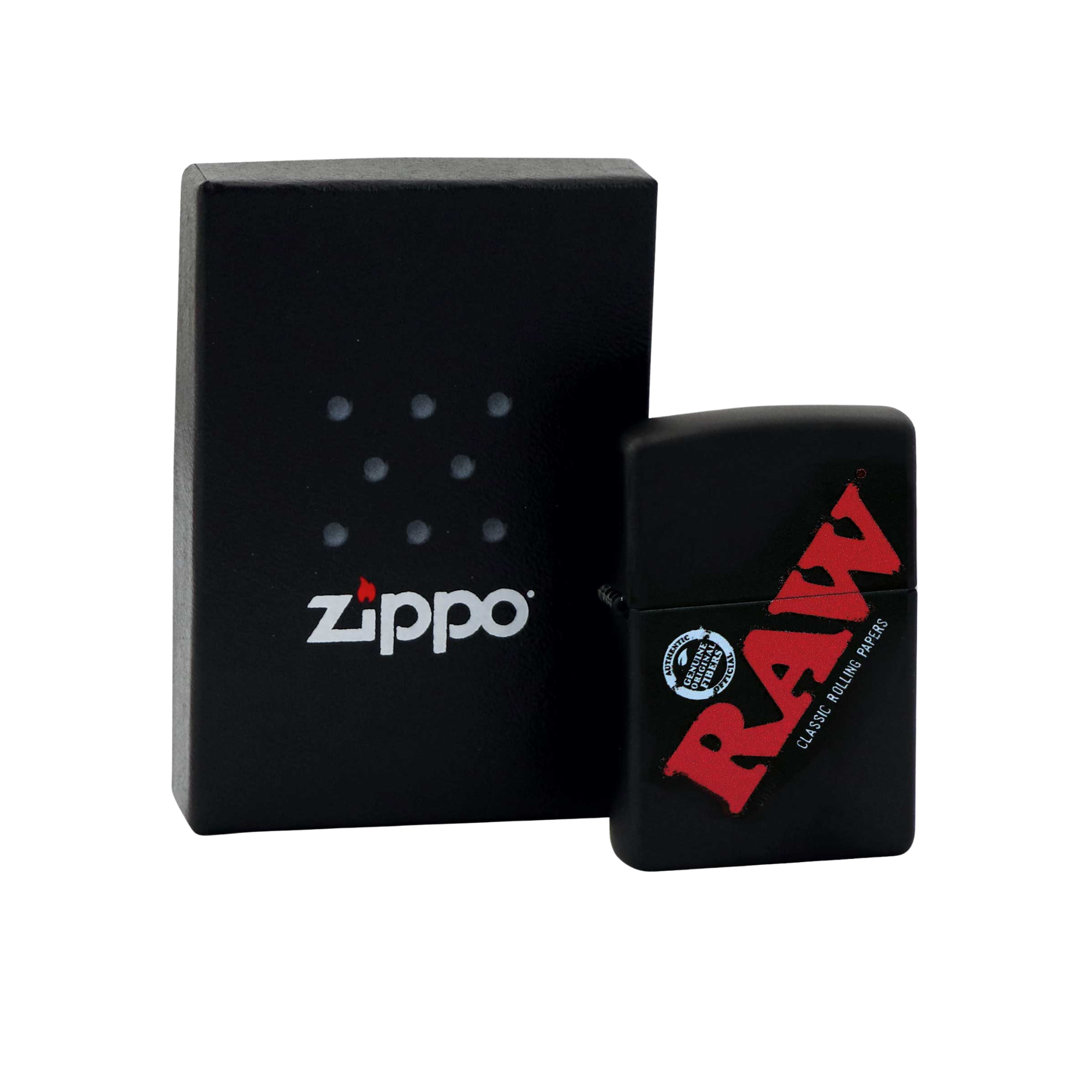 RAW Zippo – Svart med Logotyp