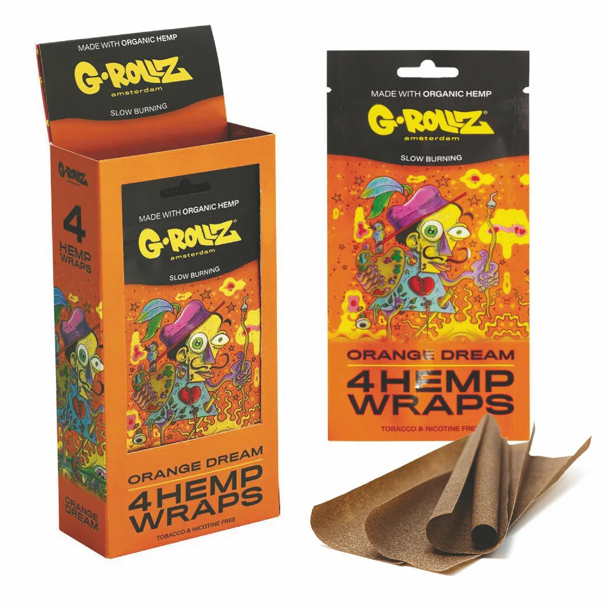 G-Rollz | 4x 'Orange Dream' Hemp Blunt Wraps (15 Pack Display, 60 Wraps) 🍊💨