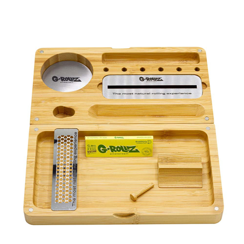 G-Rollz Bamboo Rolling Tray Magnetic Multifunctional Stylish