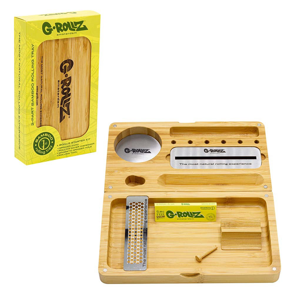 G-Rollz Bamboo Rolling Tray Magnetic Multifunctional Stylish