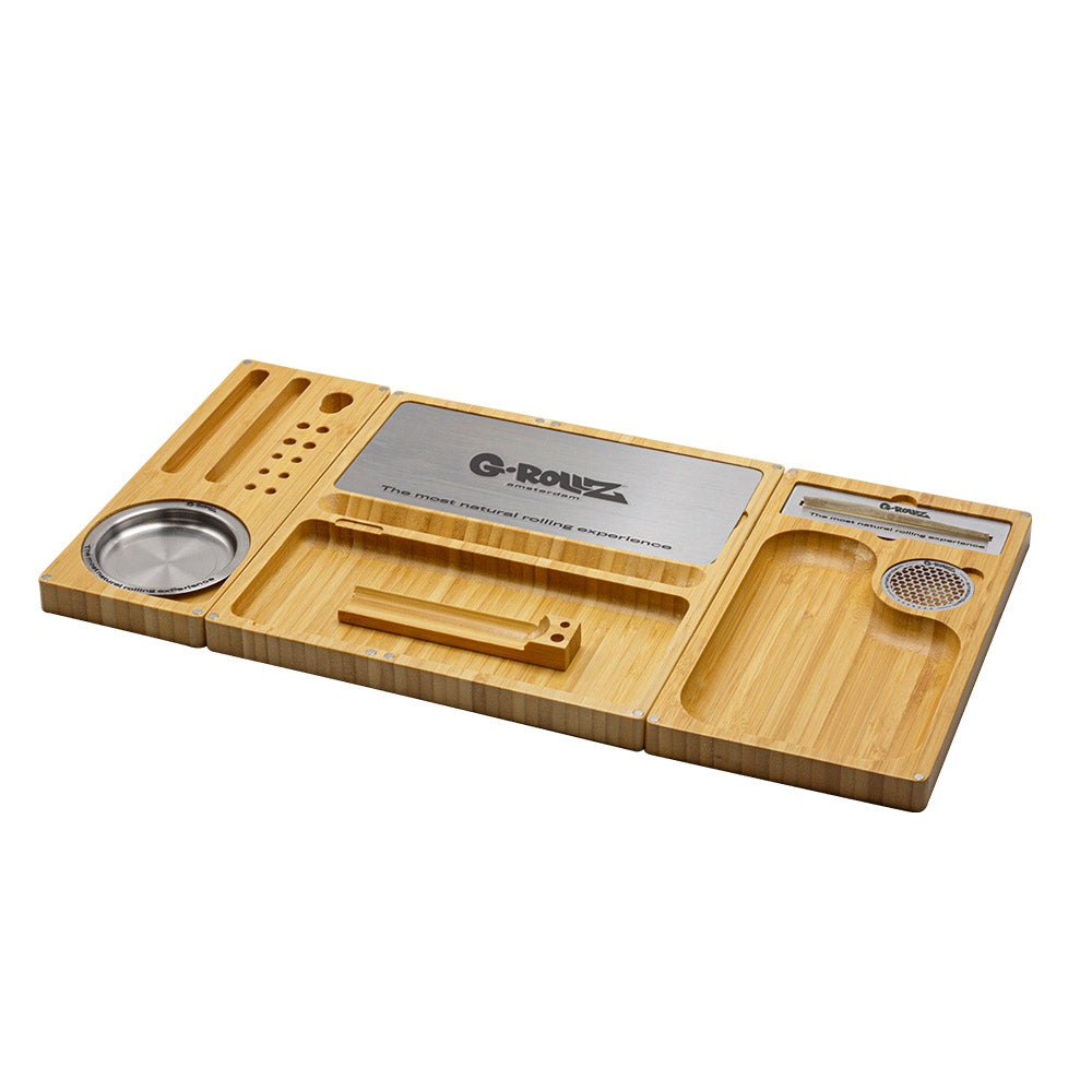 G-Rollz Bamboo Rolling Tray – 3-Piece Magnetic Tray