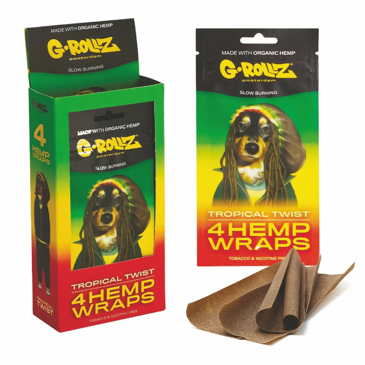 G-Rollz | 4x 'Tropical Twist' Hemp Blunt Wraps (15 Pack Display, 60 Wraps) 🌴🥭🔥