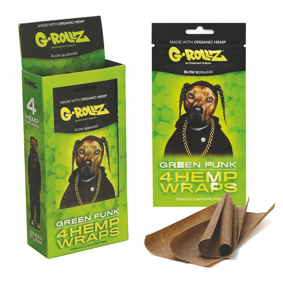G-Rollz | 4x 'Green Funk' Hemp Blunt Wraps (15 Pack Display, 60 Wraps) 🍇💨