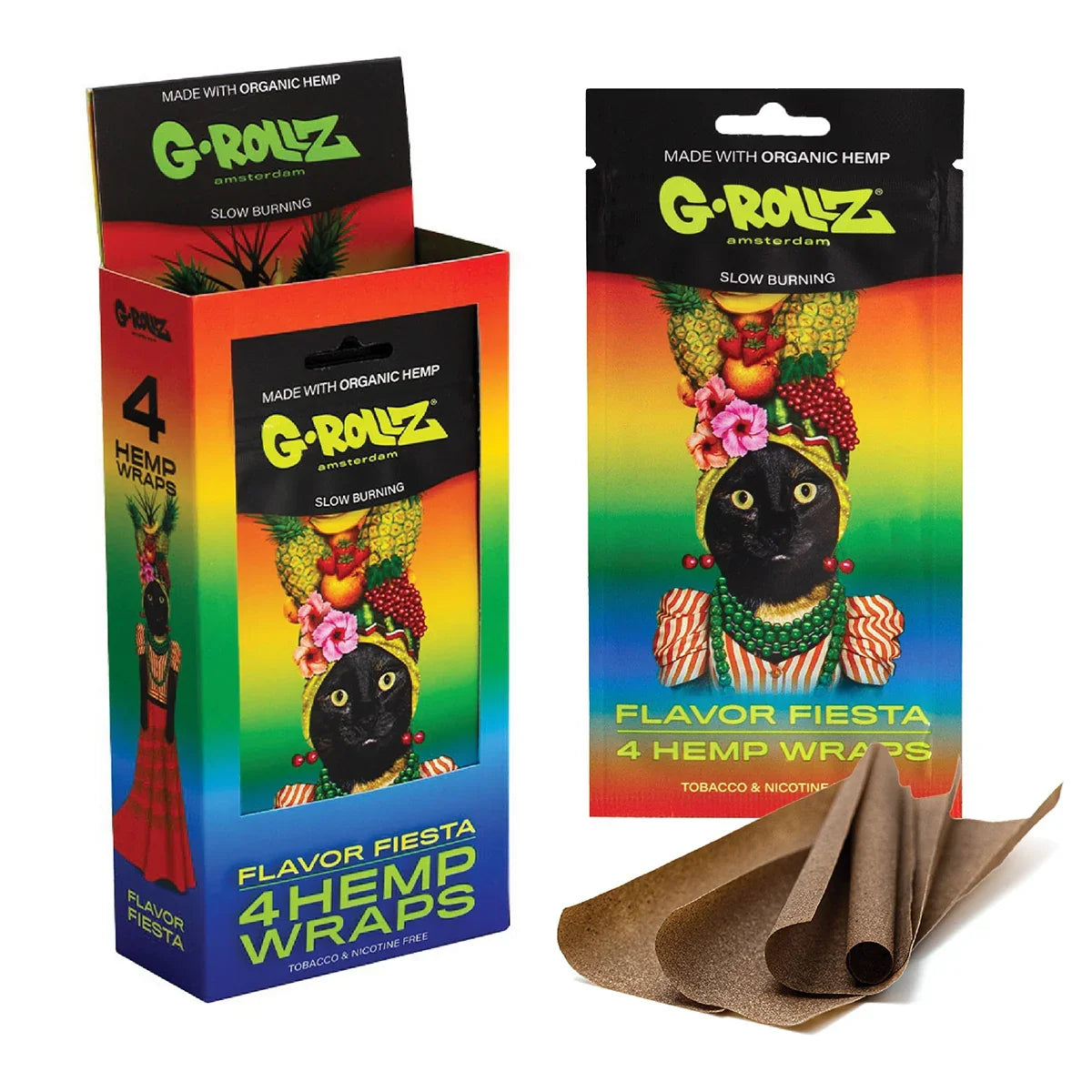 G-Rollz | 4x 'Flavor Fiesta' Hemp Blunt Wraps (15 Pack Display, 60 Wraps) 🍍🍉🍊