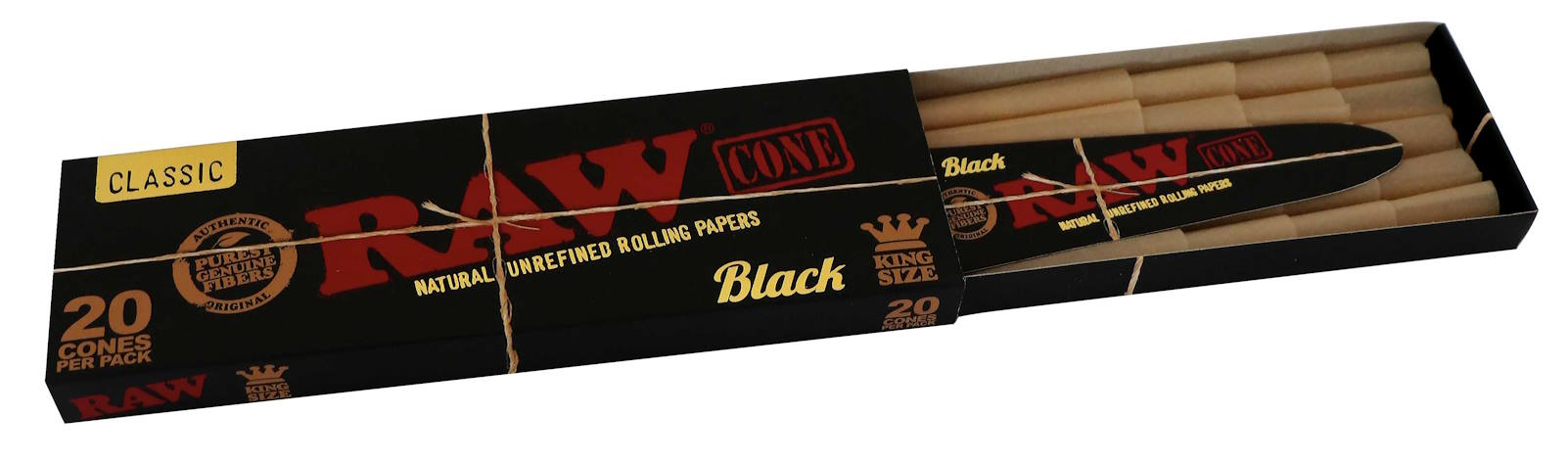 RAW Black Cone – 20 st King Size