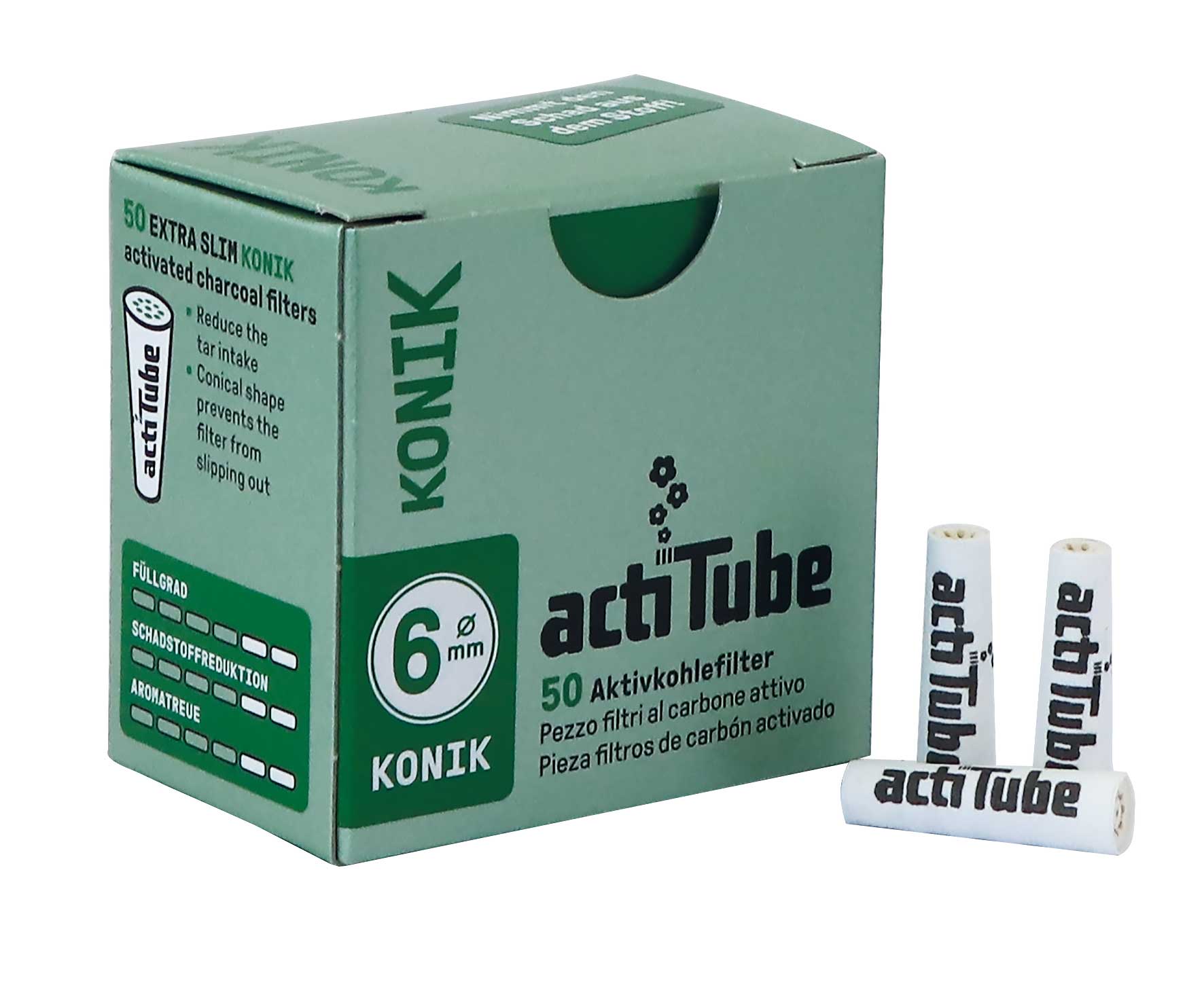 Actitube Koniska Filter 6 mm – 50 st