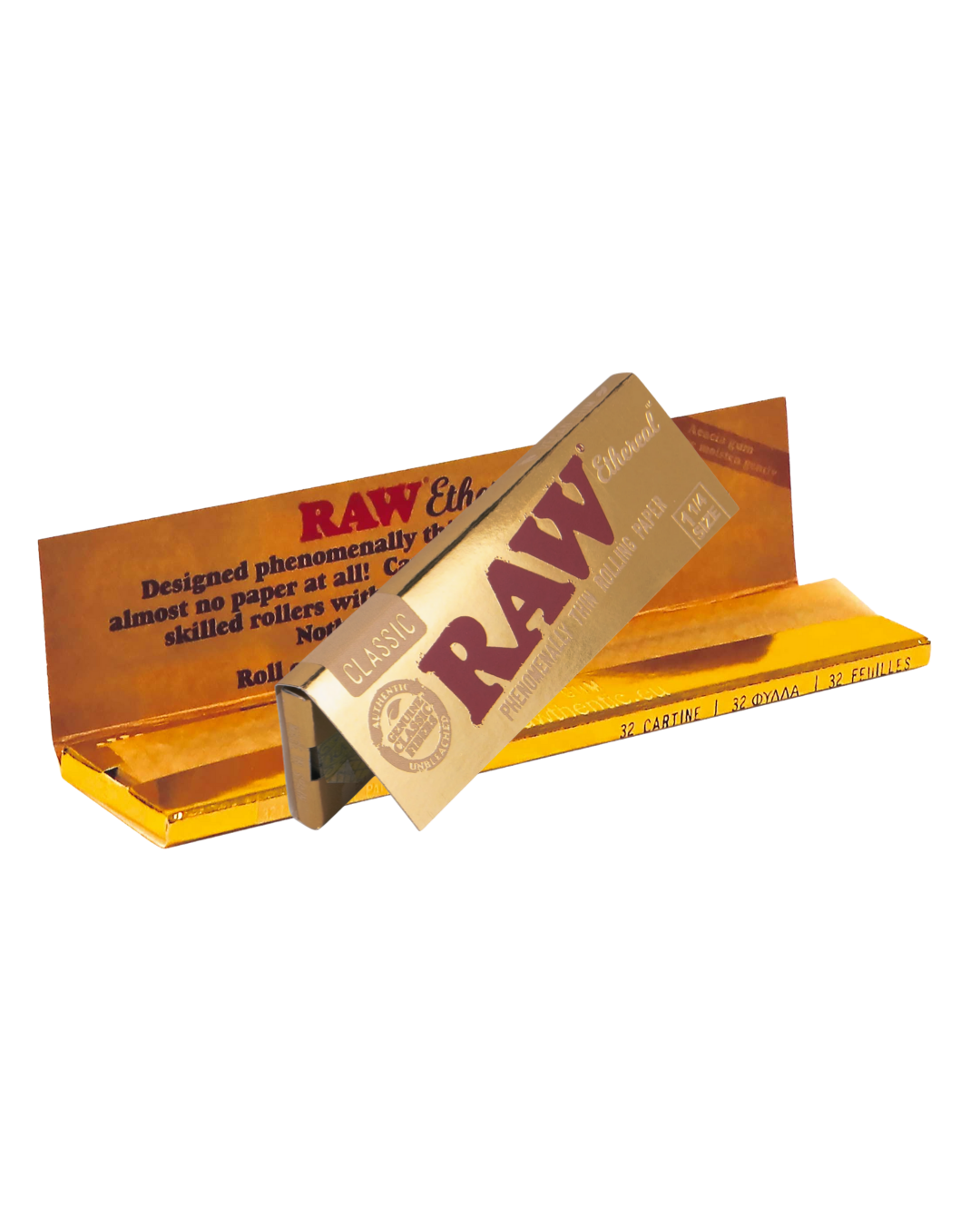 RAW Ethereal Slim – 32 blad (50 förpackningar per box)